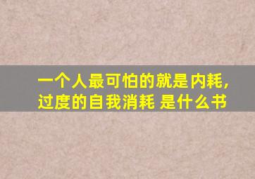 一个人最可怕的就是内耗,过度的自我消耗 是什么书